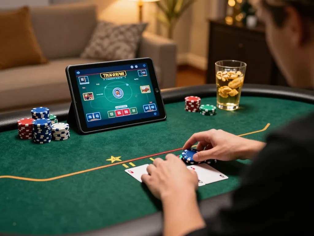Engaging gameplay of game 79king, a player focused on poker strategy with chips in hand.