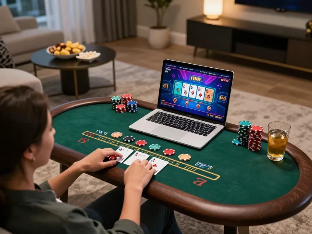 Player enjoying blackjack on fun79 online casino, with excitement and strategy on display.