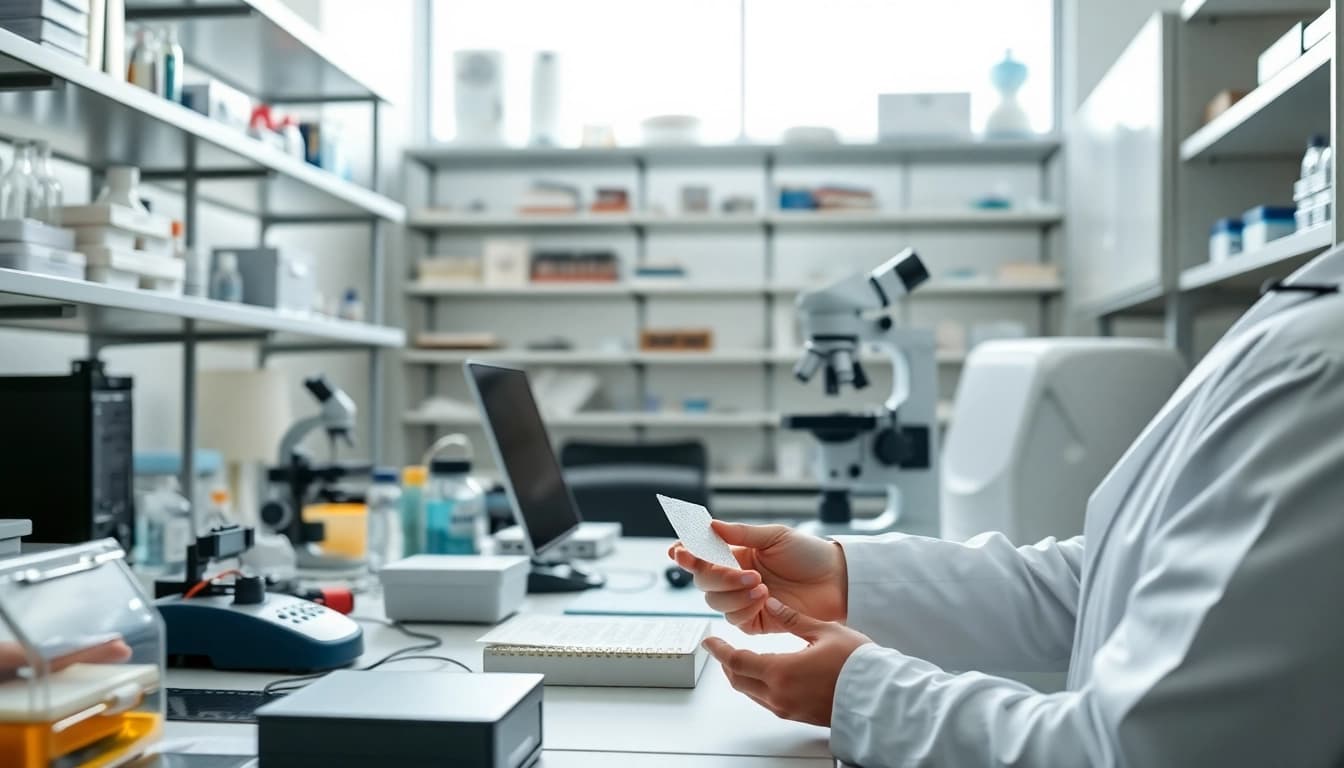 Analyzing hydrocoll thin in a modern laboratory setting with research tools.
