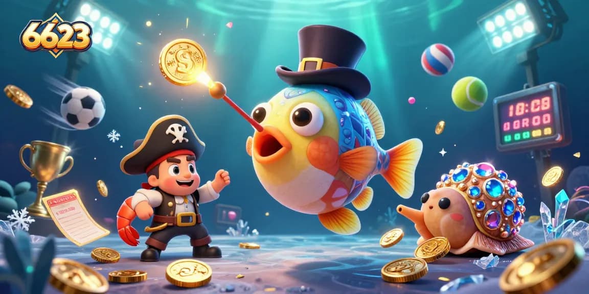 Engage with 6623's thrilling underwater casino experience featuring dynamic characters and gambling elements.