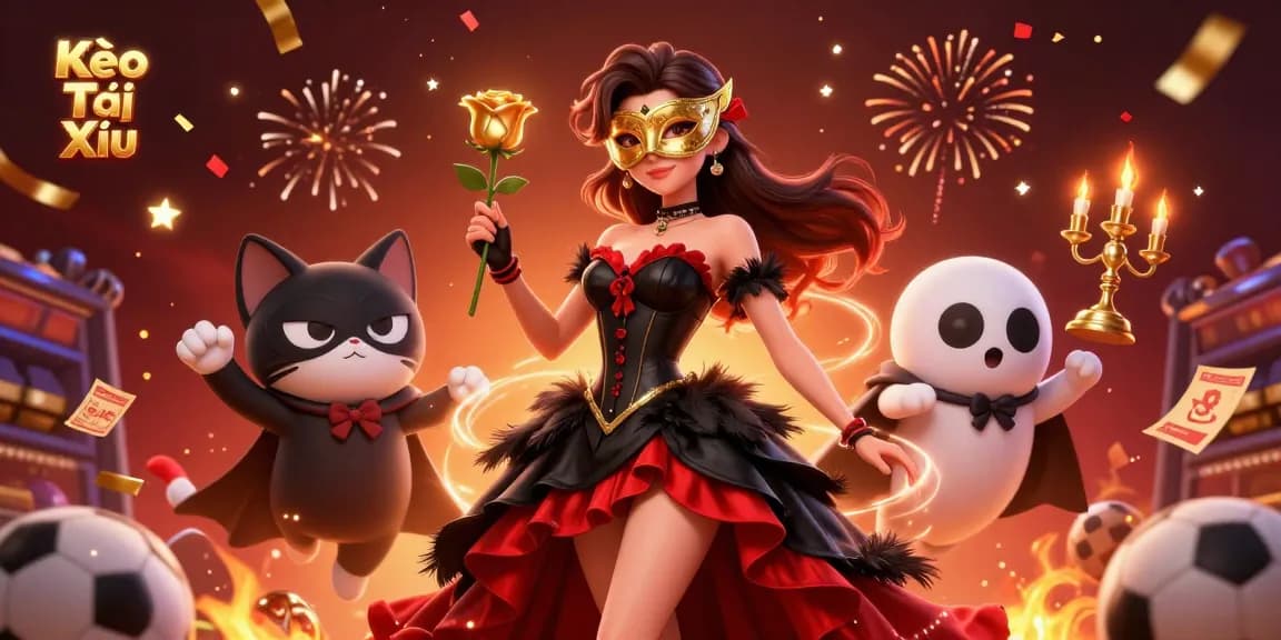 Kèo Tài Xỉu betting action illustrated with vibrant characters and casino elements.