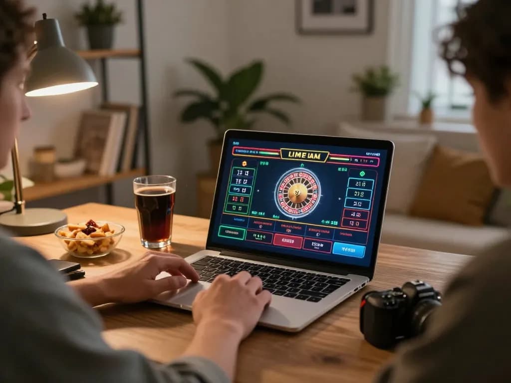 Experience live gameplay at https://98win9.co.com/ in a cozy home setup, showcasing an immersive online casino atmosphere.