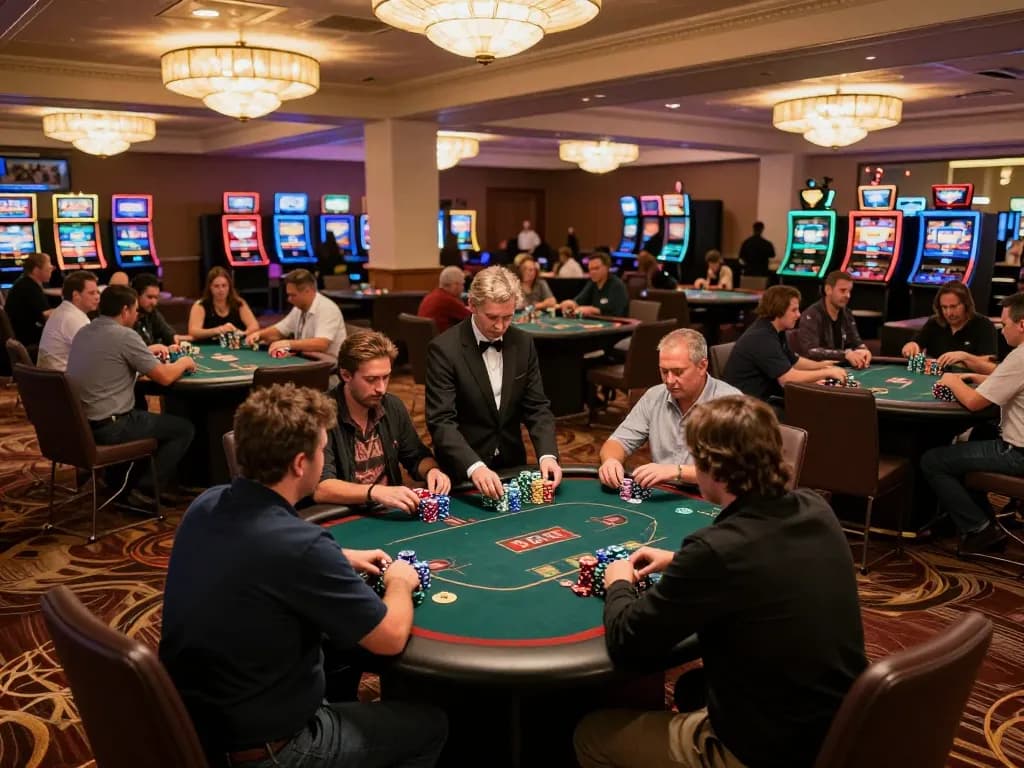 Players engage in strategic gameplay at SC88 casino, surrounded by elegant decor and vibrant atmosphere.