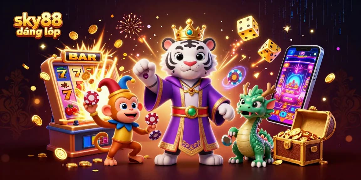 Experience the thrill of sky88 đăng nhập with an enchanting 3D casino illustration showcasing exciting winning moments.