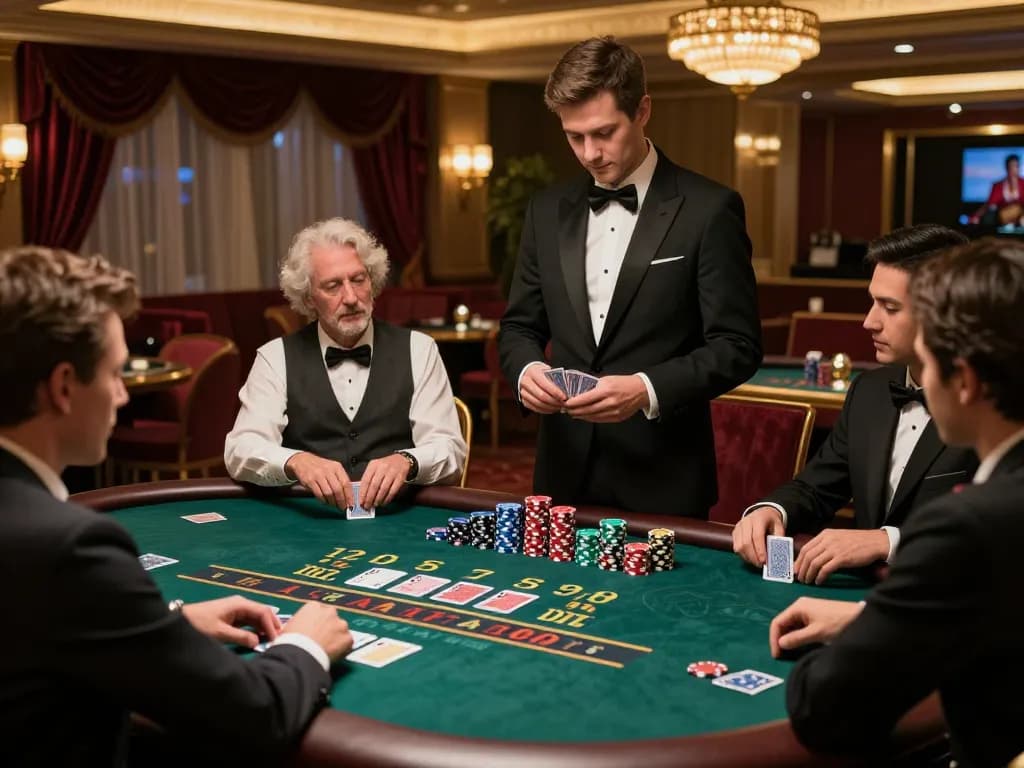 Users strategically play blackjack at nhà cái lv88, experiencing a luxurious casino ambiance.