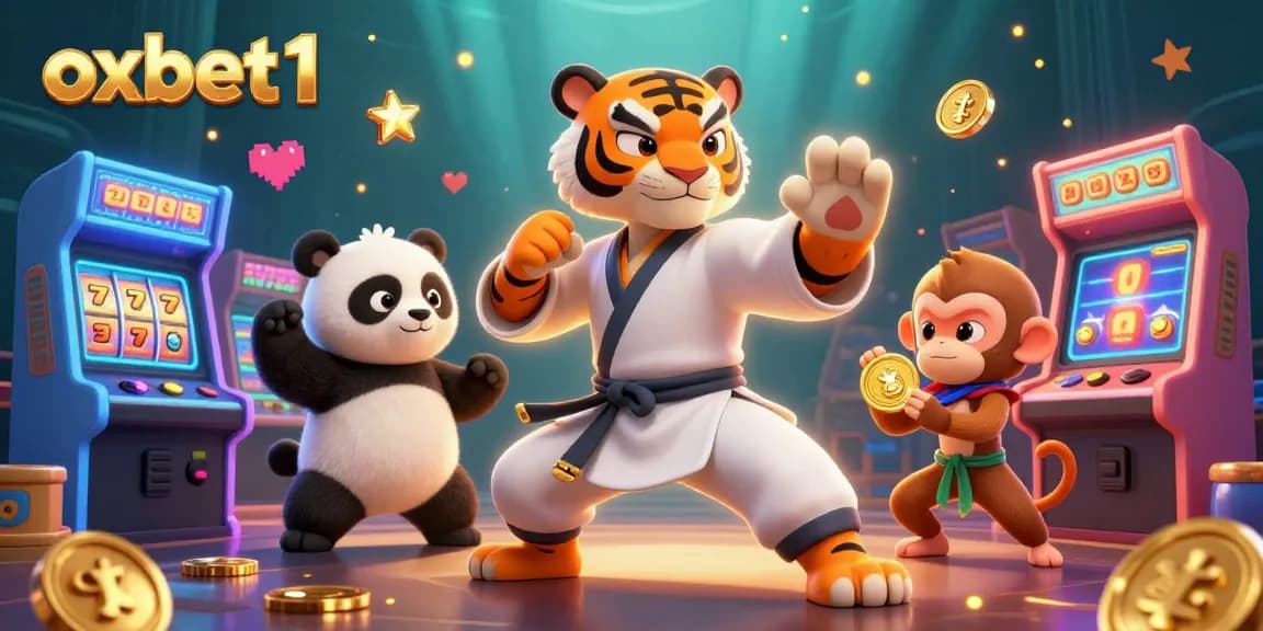 Play exciting games with oxbet1 surrounded by colorful slots and charming 3D characters.