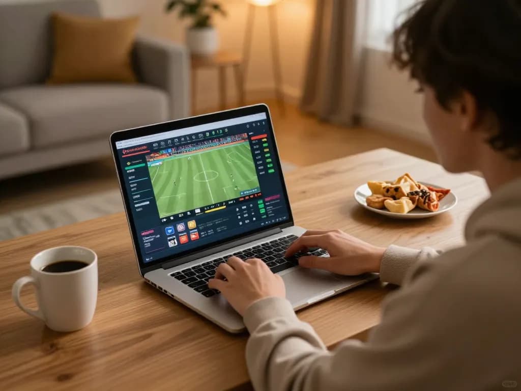 Engaging in online sports betting at https://vmax99.vip/ from a cozy home office.