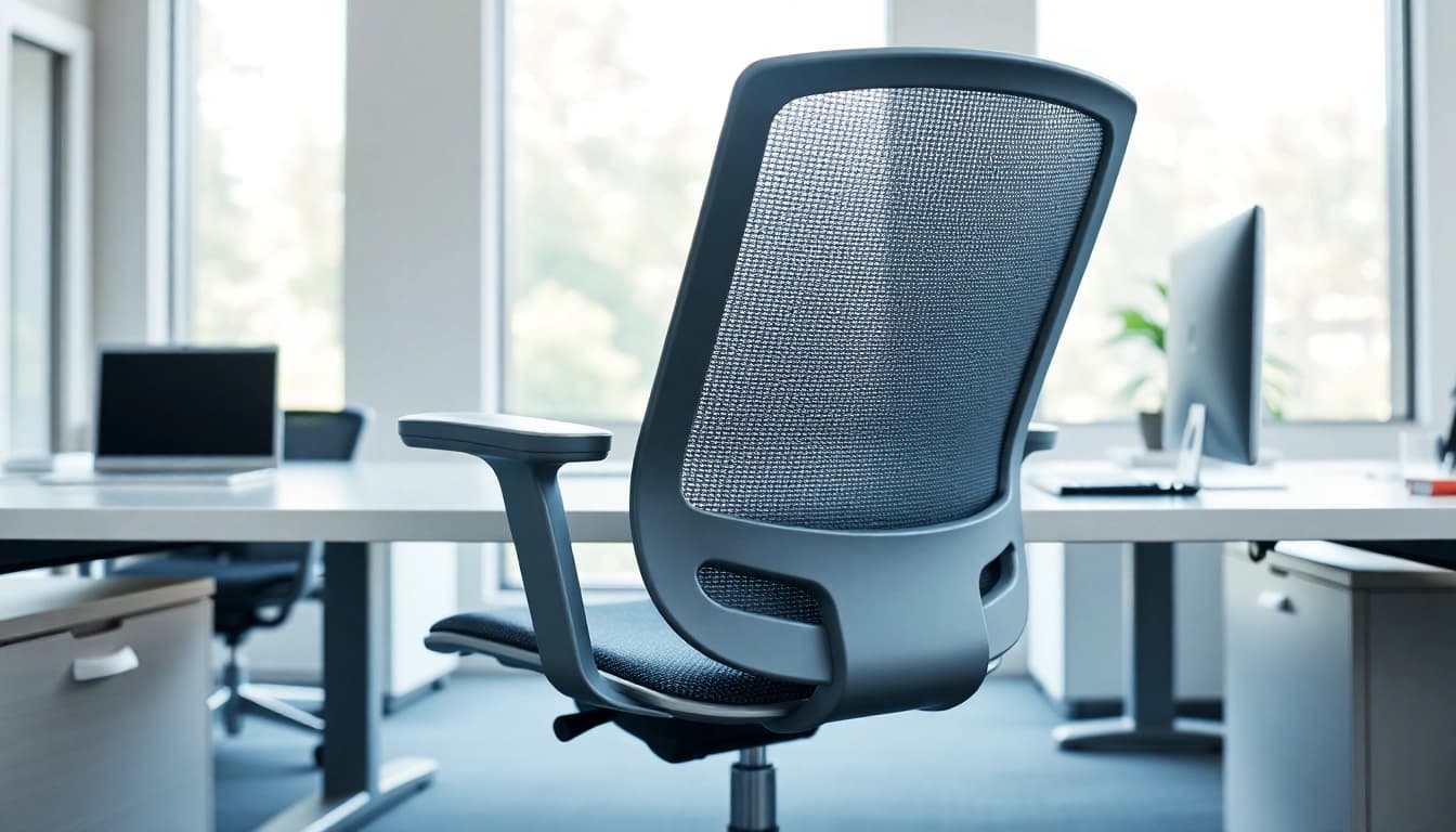 Herman Miller Mirra chair showcasing its ergonomic design at a modern office desk.