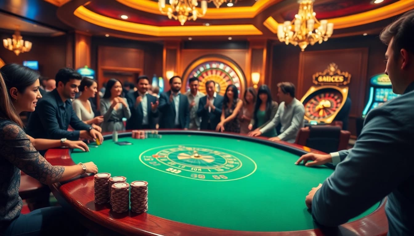 Players enjoying a thrilling game at the s666 casino filled with luxury and excitement.