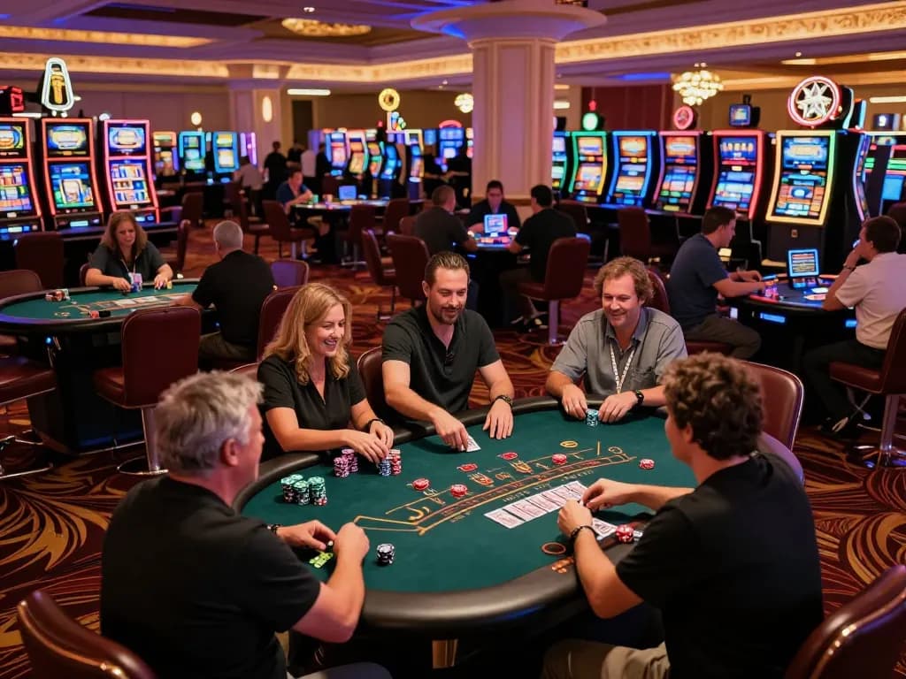 Engaging play at a blackjack table in a vibrant casino, exemplifying Staubbindematte für Hygieneschleusen