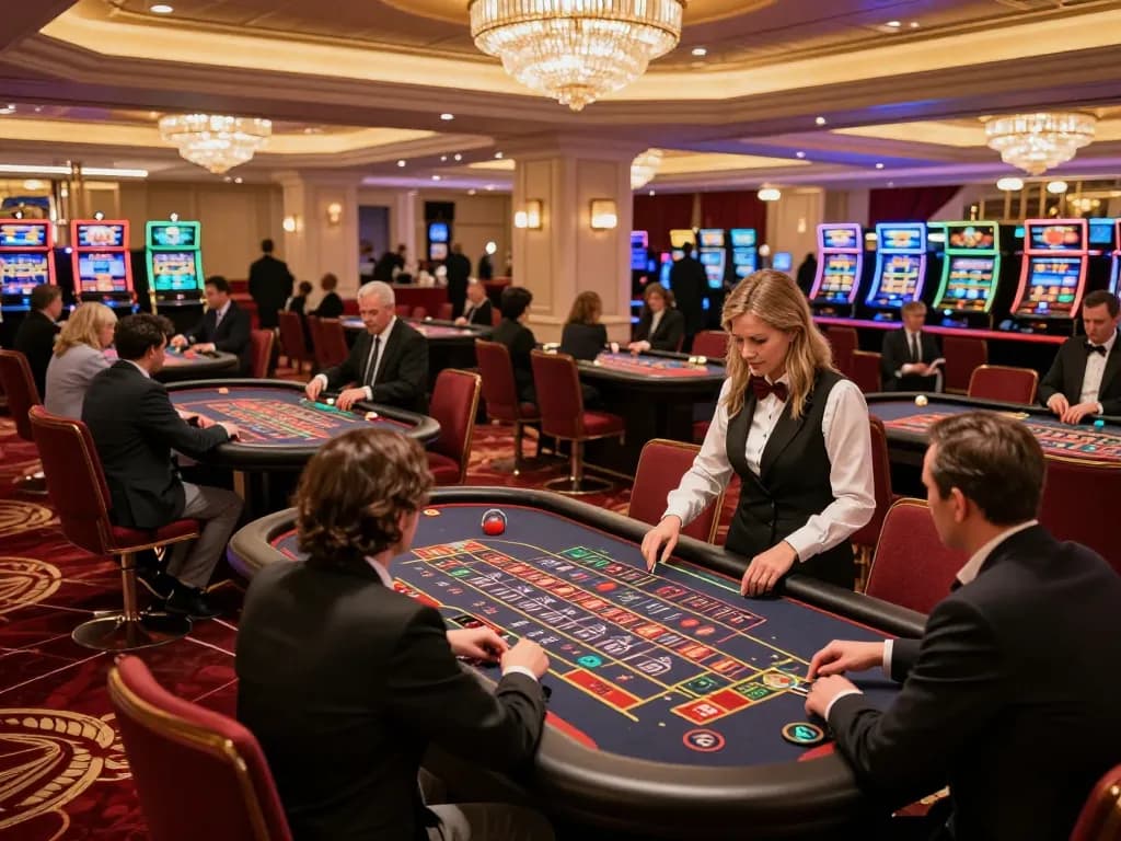 Players at the casino engaging in thrilling roulette action, showcasing excitement and strategy at nohu.
