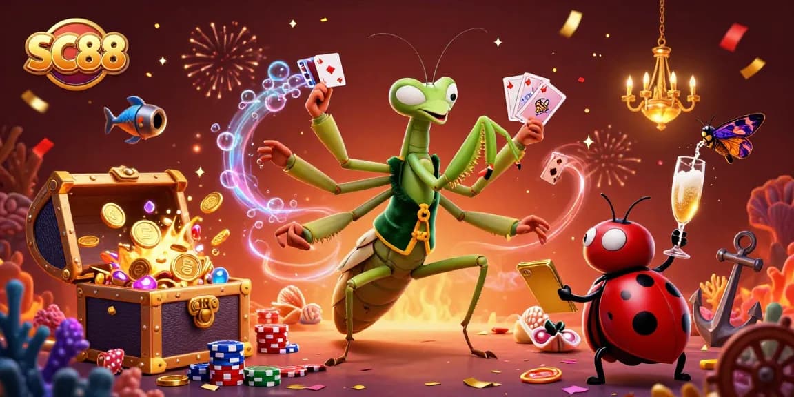 Experience SC88 action with a giant mantis card sharp and vibrant casino elements!