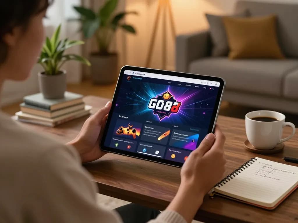 Enjoying a thrilling game on GO88 app in a cozy home setting while managing bankroll.