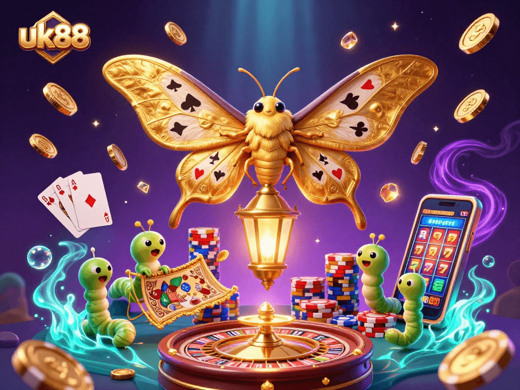 Experience excitement with UK88 as a colorful atlas moth showcases casino magic.
