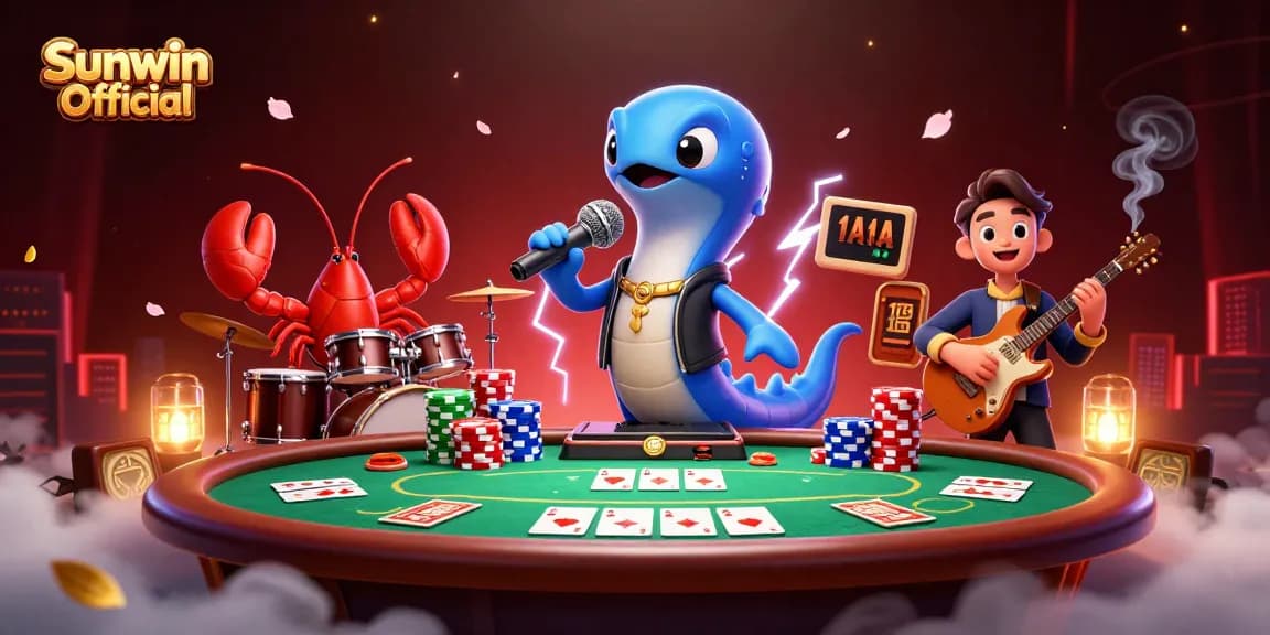 Experience the thrills of Sunwin Official in this vibrant underwater casino scene with dynamic characters.