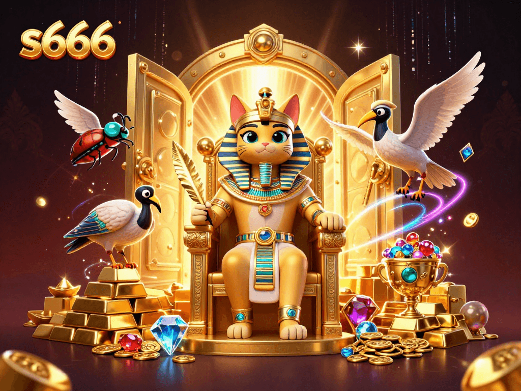 S666 players revel in thrilling jackpots, as Pharaoh cat oversees treasure-filled games.