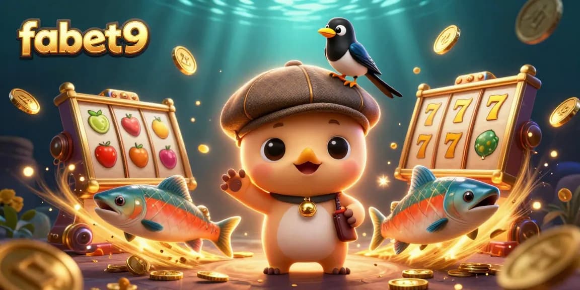 Join the excitement of fabet9 with 3D cartoon characters in a vibrant casino scene.