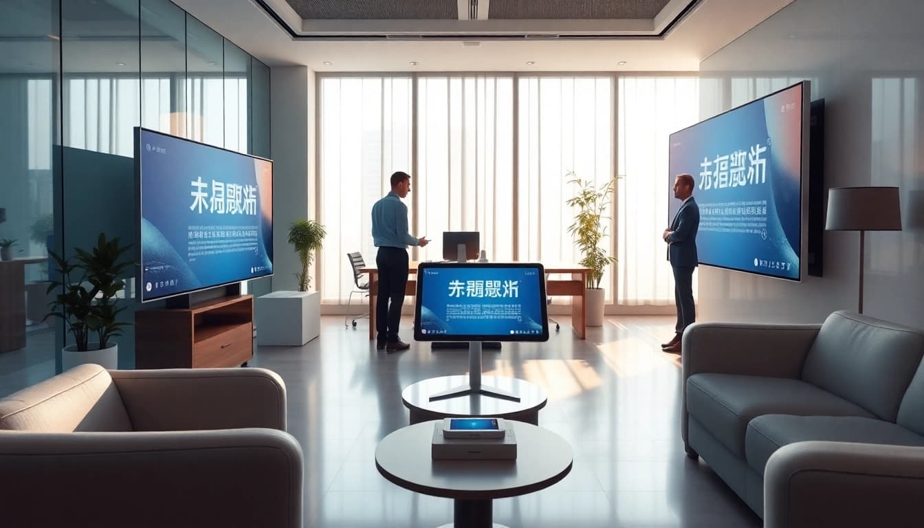 Innovative office space showcasing 有道 language learning tools and technology.