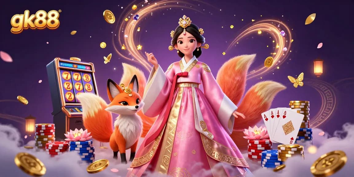Experience exciting gameplay at gk88 with vibrant slot machines, poker chips, and lucky elements.
