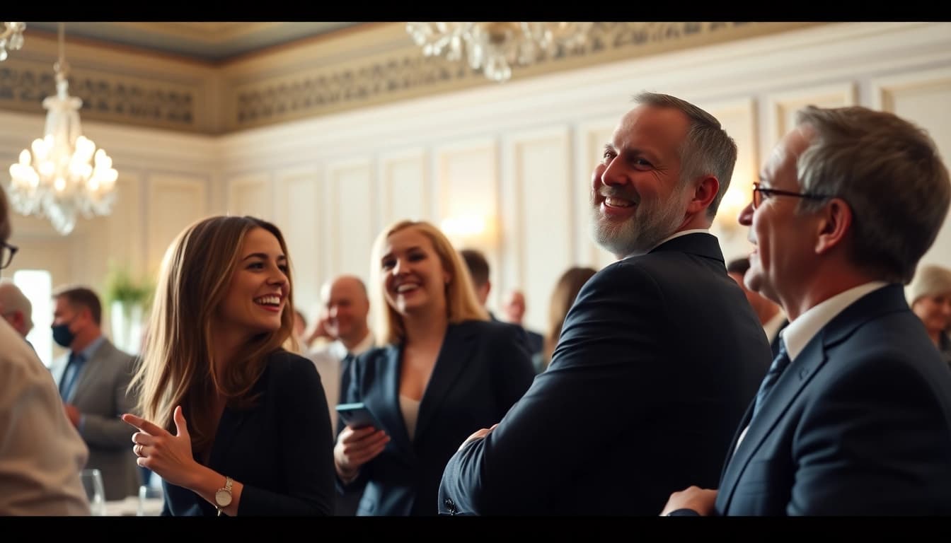 Eventfotograf München dokumentiert eine festliche Atmosphäre mit Gästen in eleganten Outfits.