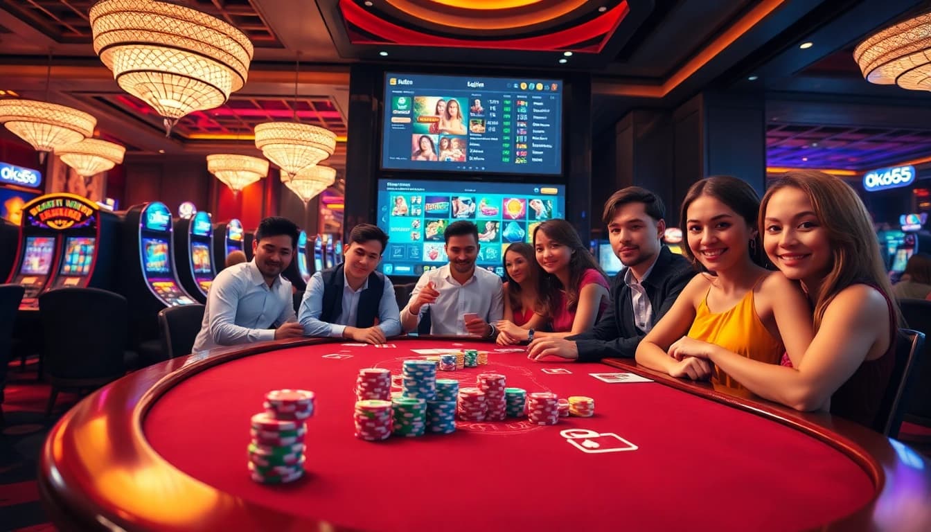 Experience thrilling poker action at https://ok365.tw/ with vibrant chips, cards, and modern casino ambiance.
