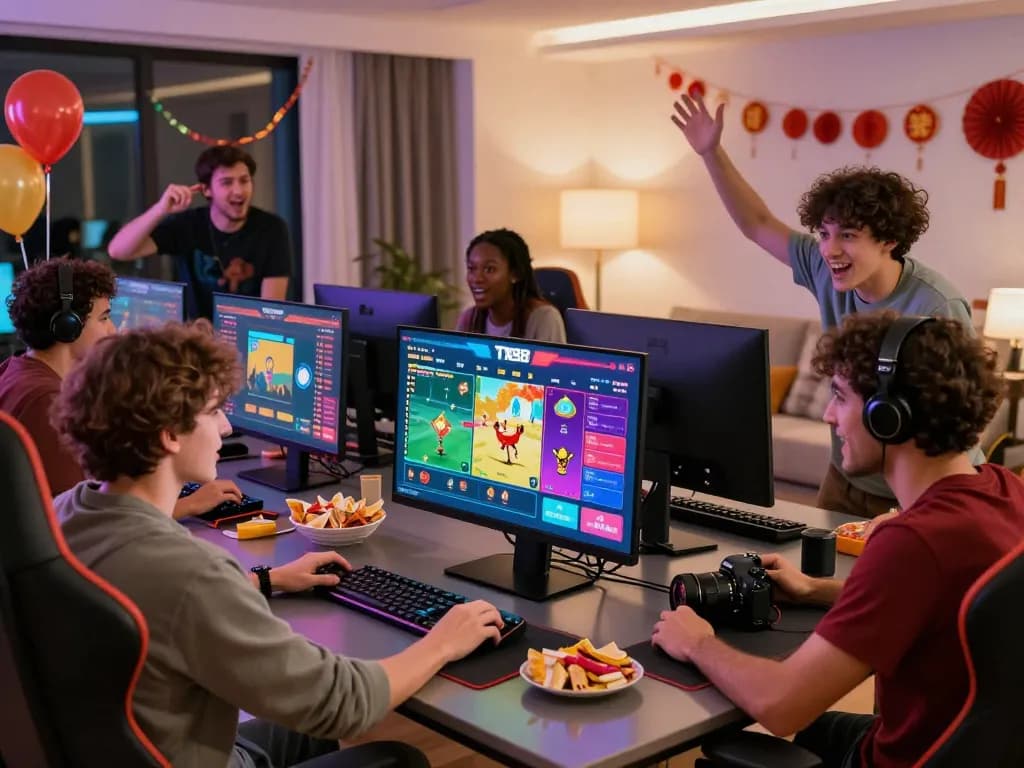 Exciting gaming session with friends at https://tr88.army/ during the Lunar New Year celebration.