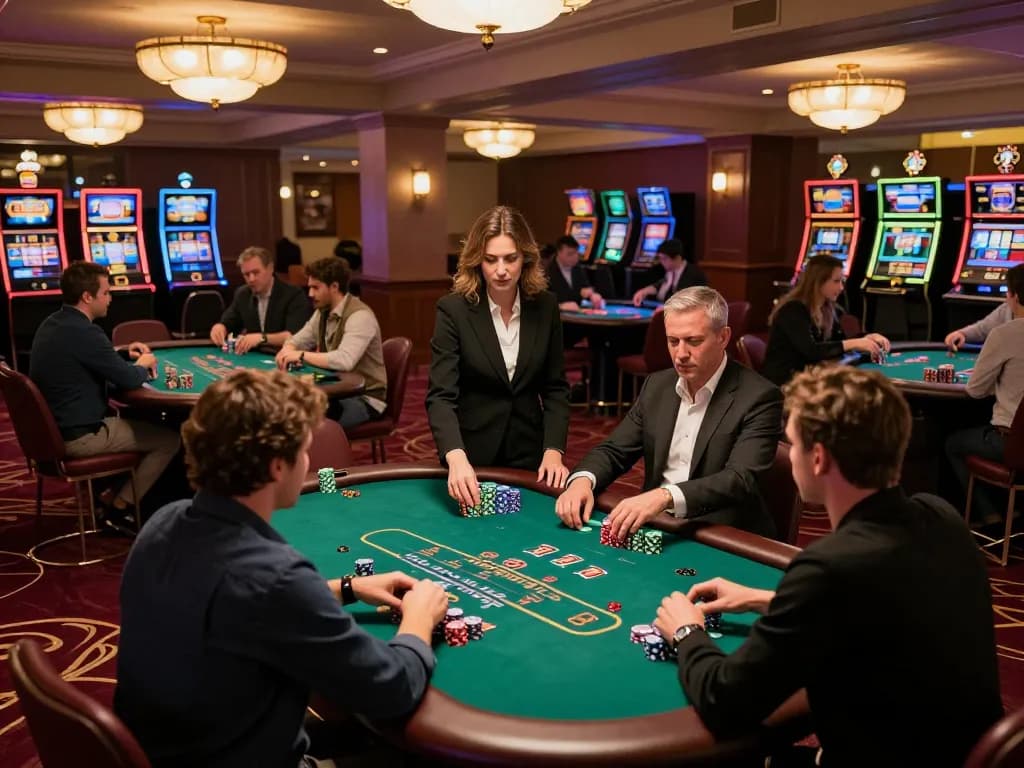 GG88 players enjoying intense blackjack action at elegantly lit casino tables