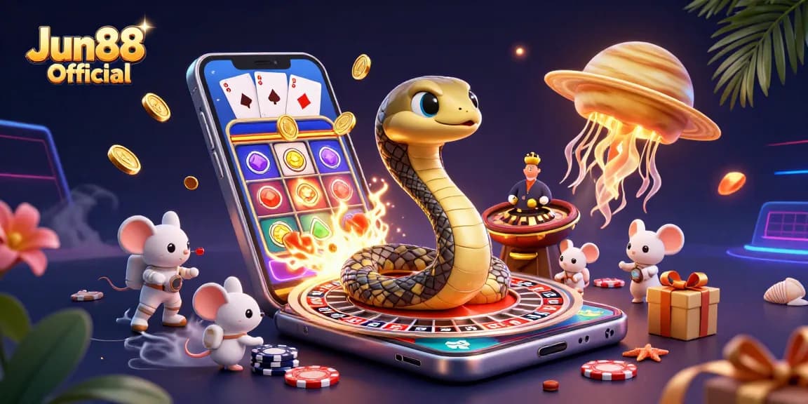 Spin your way to victory at Jun88 Official with a vibrant depiction of cosmic gambling.