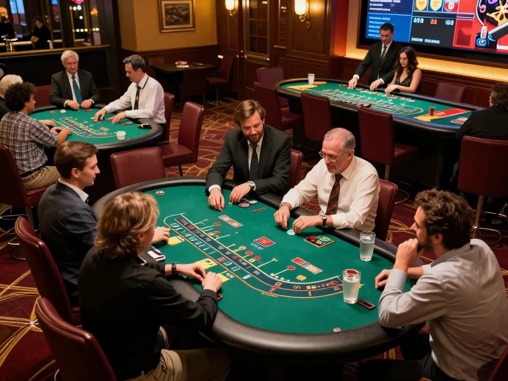 Players enjoying thrilling blackjack games at KJC casino floor with dealers managing hands