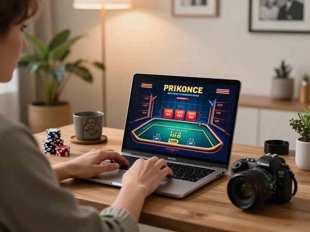 Engaging home gaming scene with QQ88 online casino setup showcasing live dealer action.