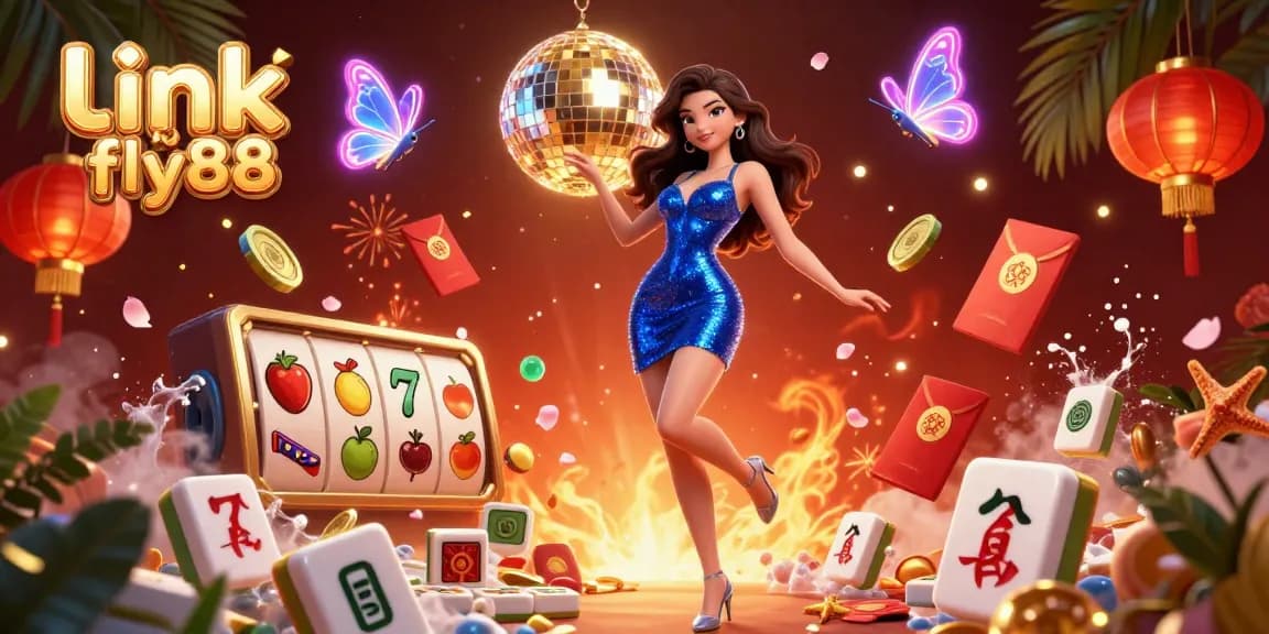 Experience the thrill of gaming at link dự phòng fly88 in this vibrant 3D digital illustration filled with festive casino elements.