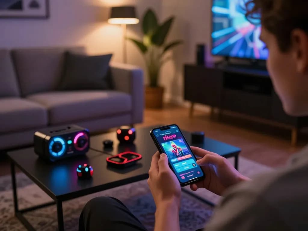 Mobile gaming experience with rikvip app offers exciting gameplay options in a cozy home setting