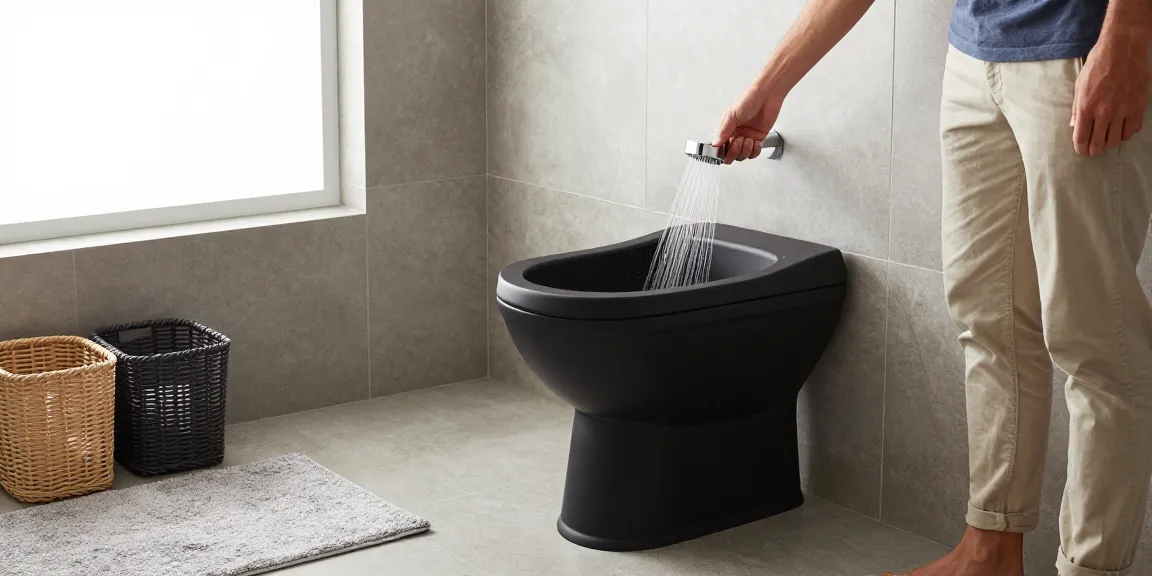 Moderne doucheset zwart geïnstalleerd in een stijlvolle badkamer omgeving met elegante armaturen