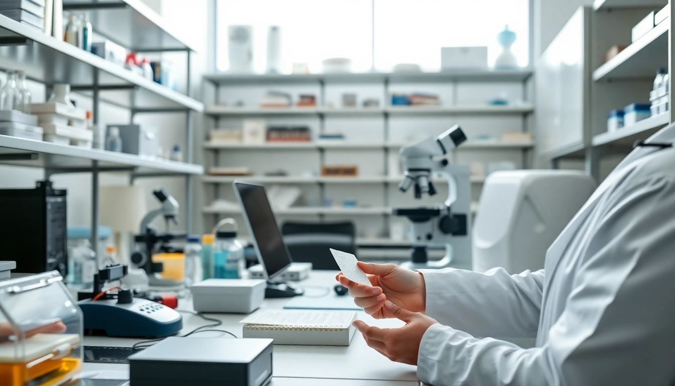 Analyzing hydrocoll thin in a modern laboratory setting with research tools.