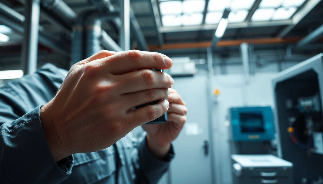 Technician performing DGUV V3 Prüfung on industrial equipment for compliance.
