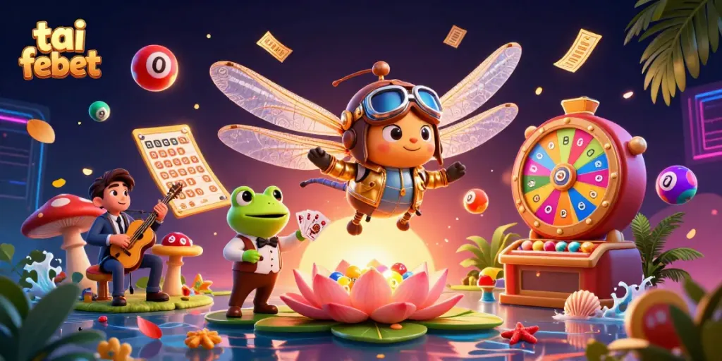 Experience tai febet with a vibrant 3D casino scene featuring exciting game elements and characters.