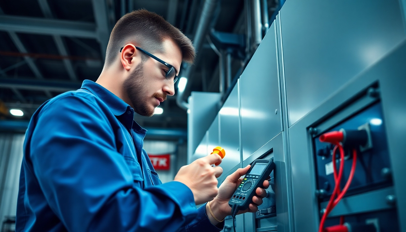 Inspecting electrical equipment for DGUV V3 Prüfung compliance in a professional setting.
