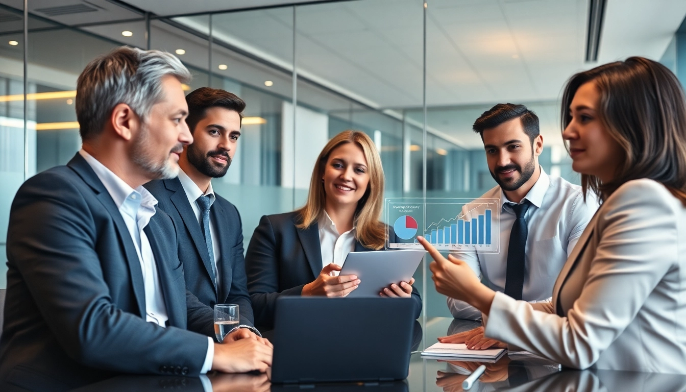 Professionelle Headhunter im Vertrieb besprechen Strategien in einem modernen Büro.