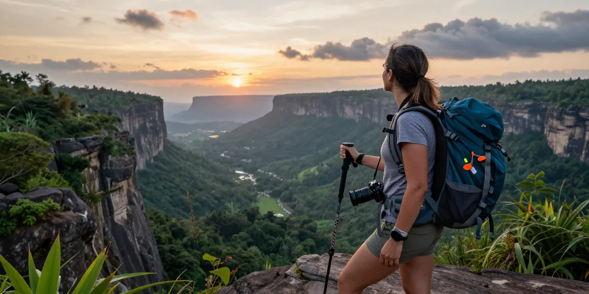 Traveler embracing adventure at a stunning viewpoint, capturing rokok88 experiences against a breathtaking backdrop.