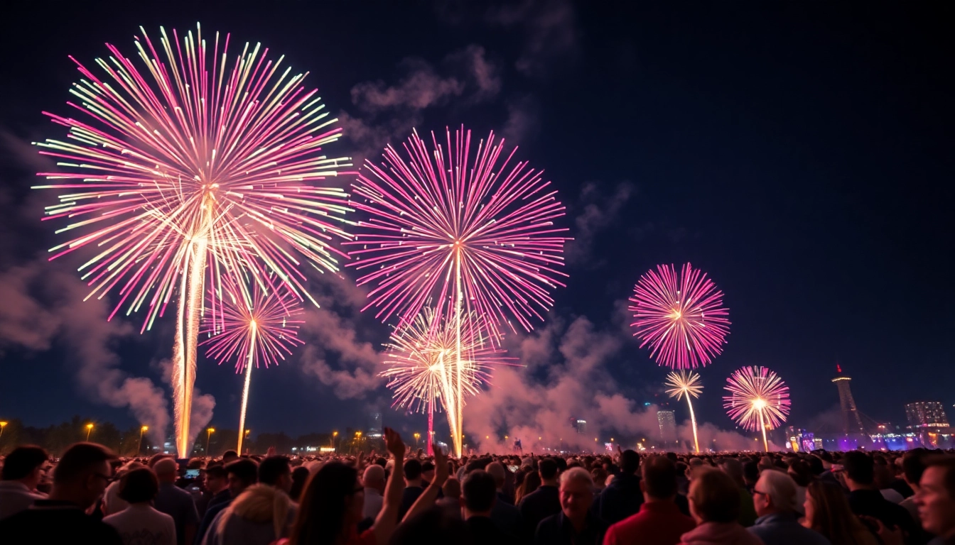 Captivating fireworks display for wholesale fireworks illuminating a festive night sky.