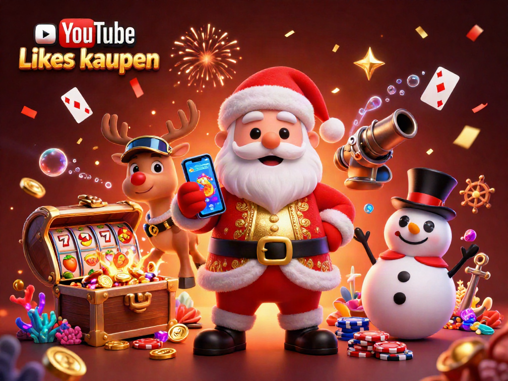 Steiger deine Chancen mit YouTube Likes kaufen in einem festlichen Casino-Szenario.