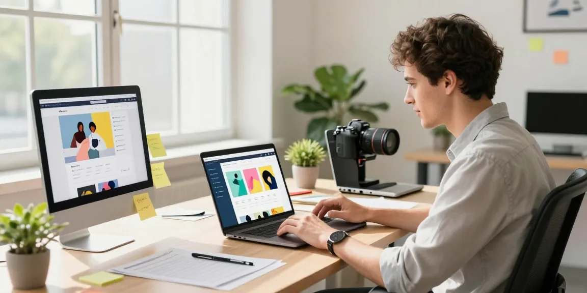 SP Webconsulting-Experte arbeitet an E-Commerce-Lösungen in einem modernen Arbeitsplatz.