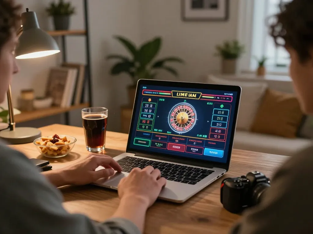 Experience live gameplay at https://98win9.co.com/ in a cozy home setup, showcasing an immersive online casino atmosphere.