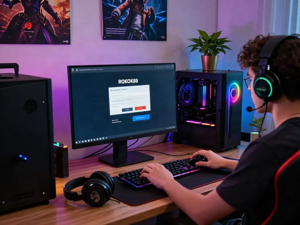 Engaging online gaming registration process on ROKOK88 link platform with vibrant atmosphere.