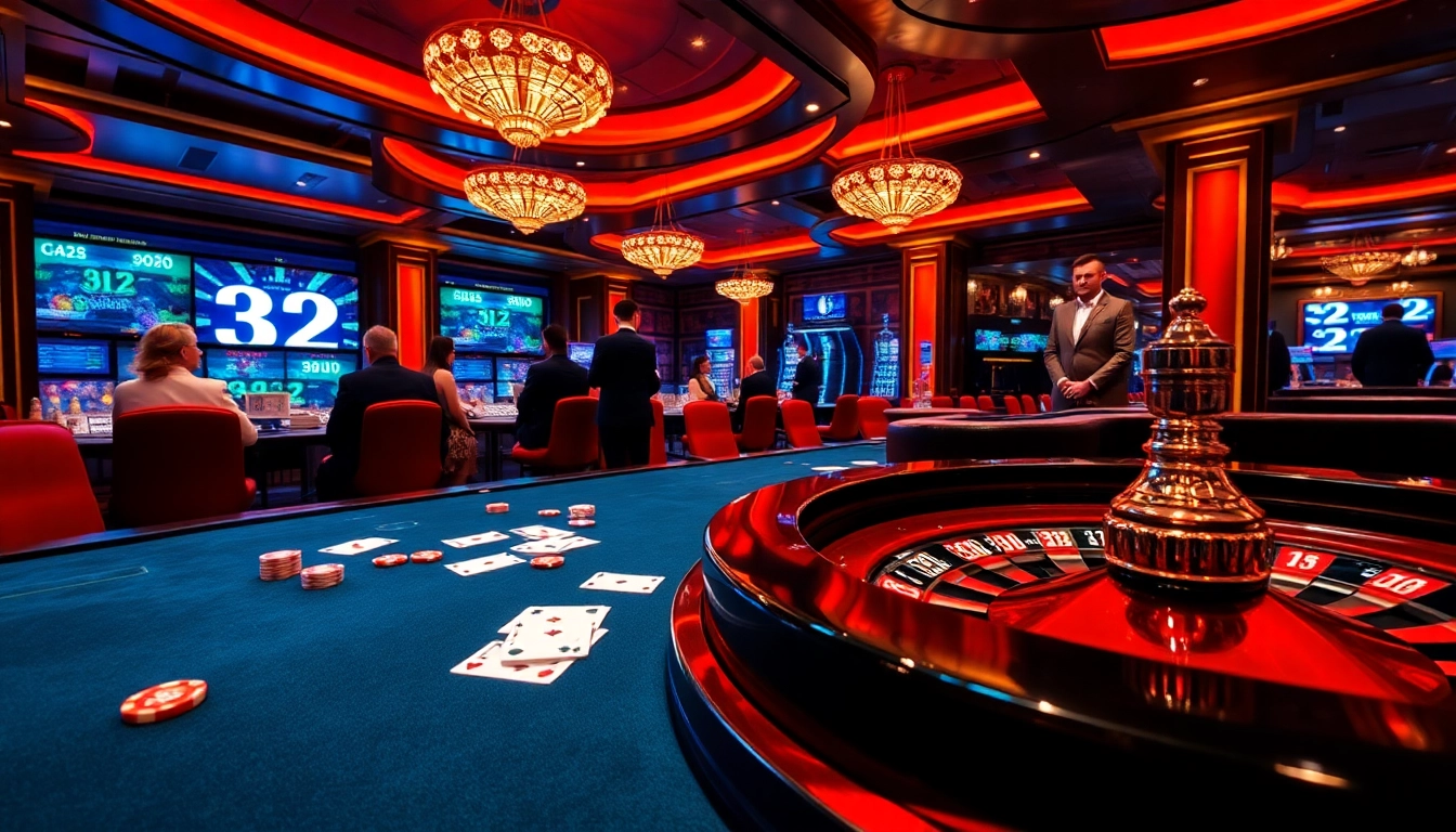 Engage with the excitement of 32 win pro gaming at a luxurious casino table filled with vibrant poker chips and cards.