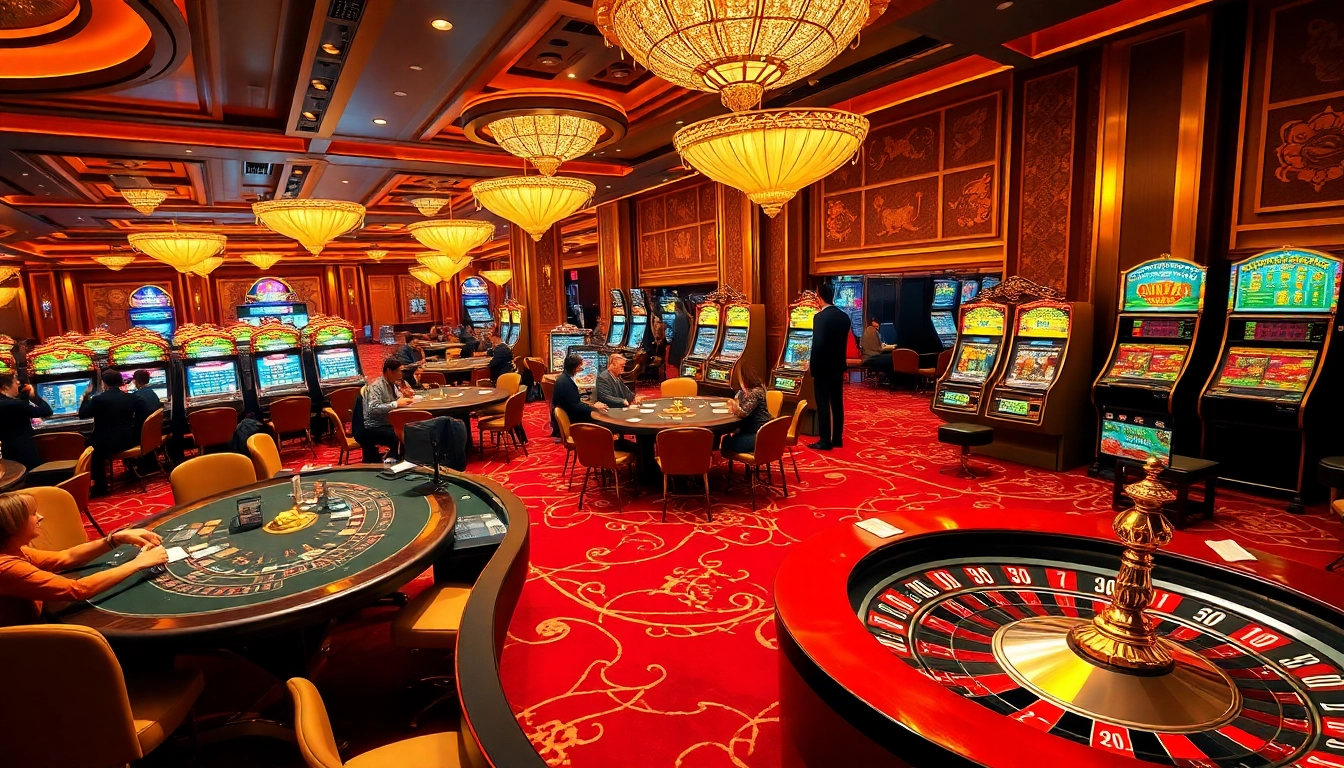 Engaged players at a luxurious casino floor, highlighting gaming excitement at https://kjc.ad/.