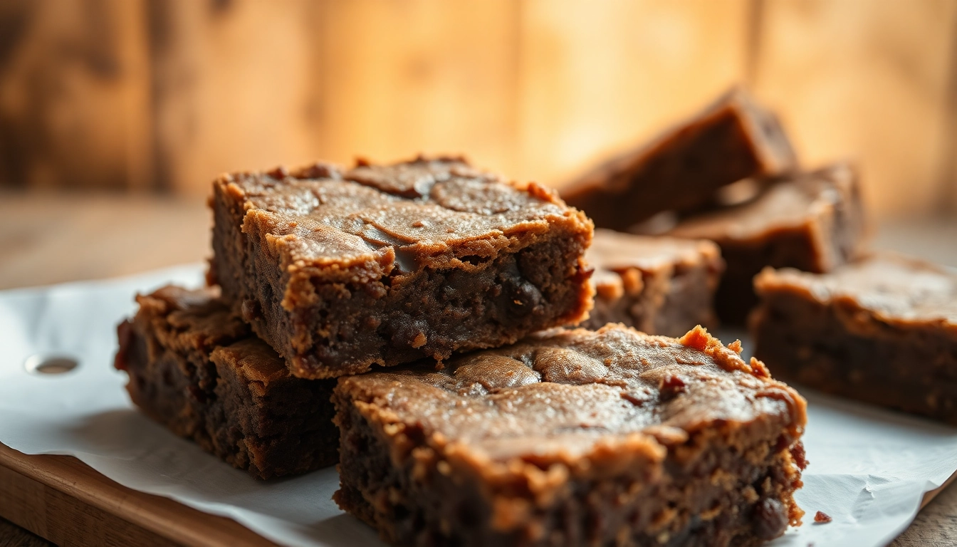 Selbstgemachte hashbrownies, schokoladig und köstlich, auf einem weißen Teller.