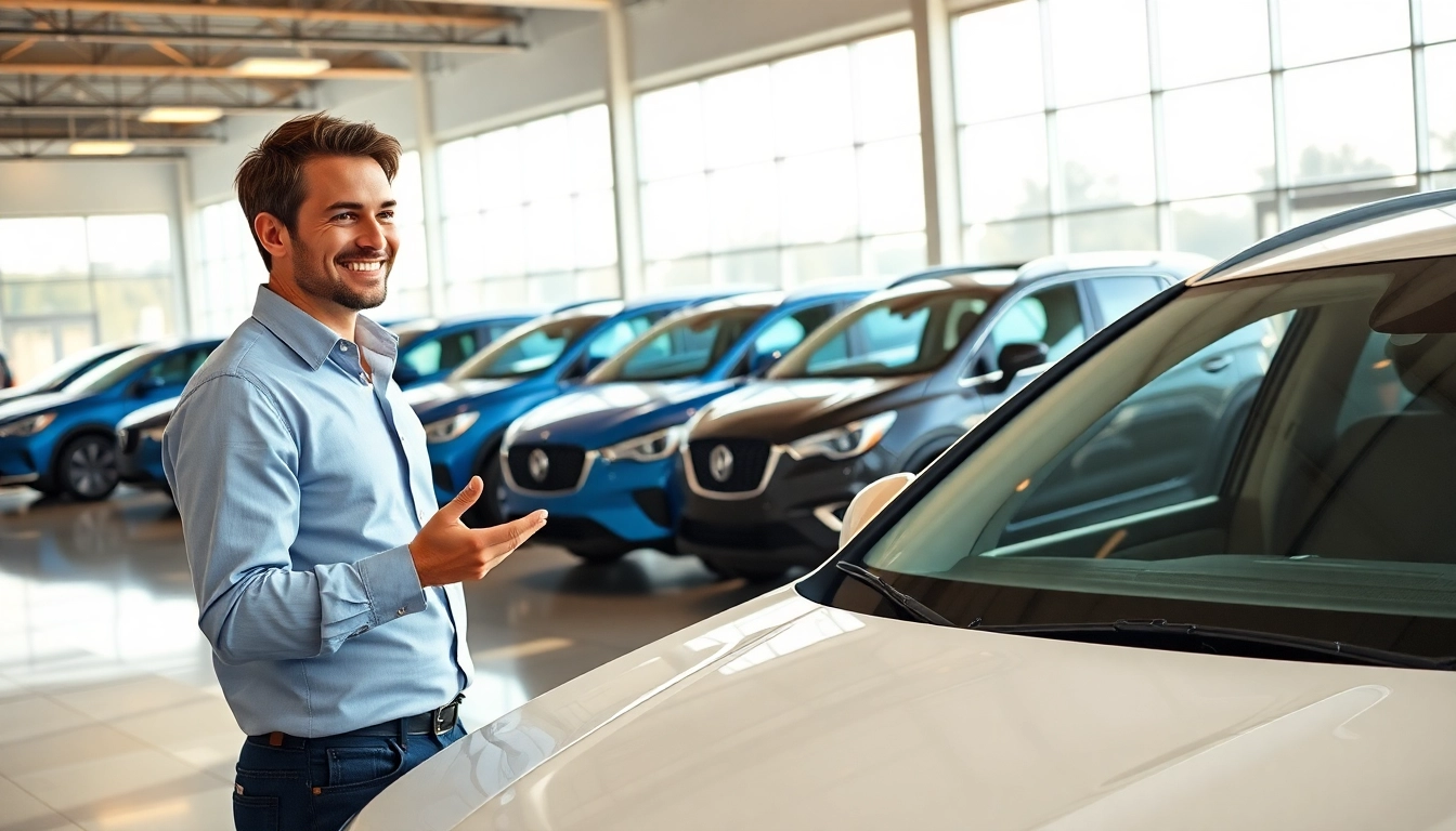 Auto kaufen in einem modernen Autohaus mit freundlichem Verkäufer und attraktiven Fahrzeugen.