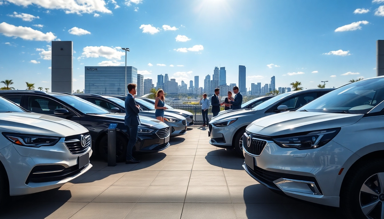 Auto kaufen: Eine lebendige Autoshow mit modernen Fahrzeugen und interessierten Käufern.