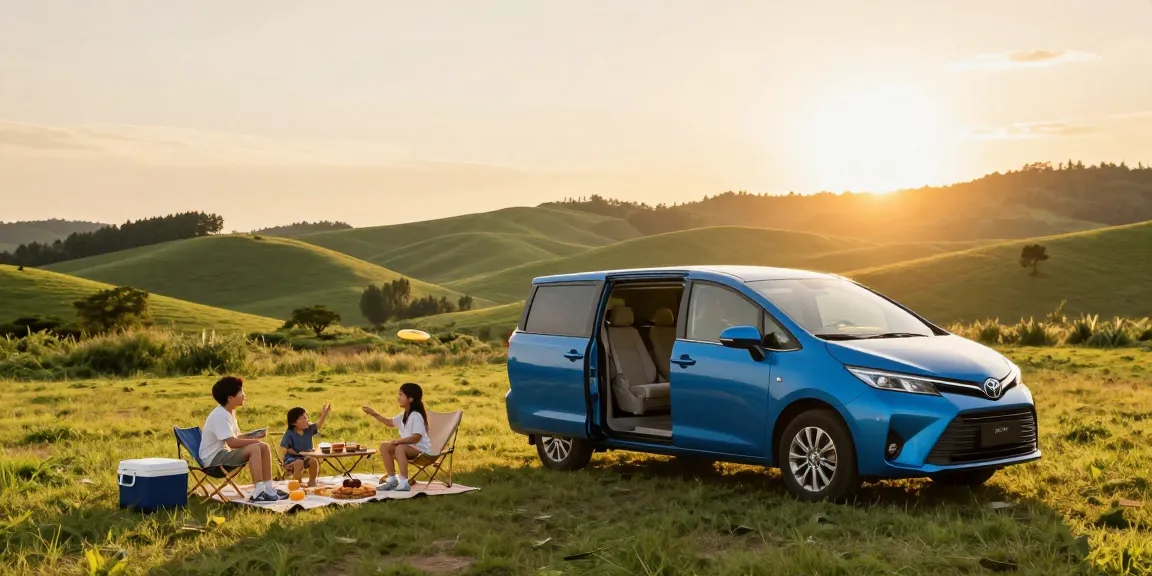 Familie genießt ein Picknick mit ihrem Toyota Verso auf dem Land und zeigt die Freude an Outdoor-Abenteuern hier.
